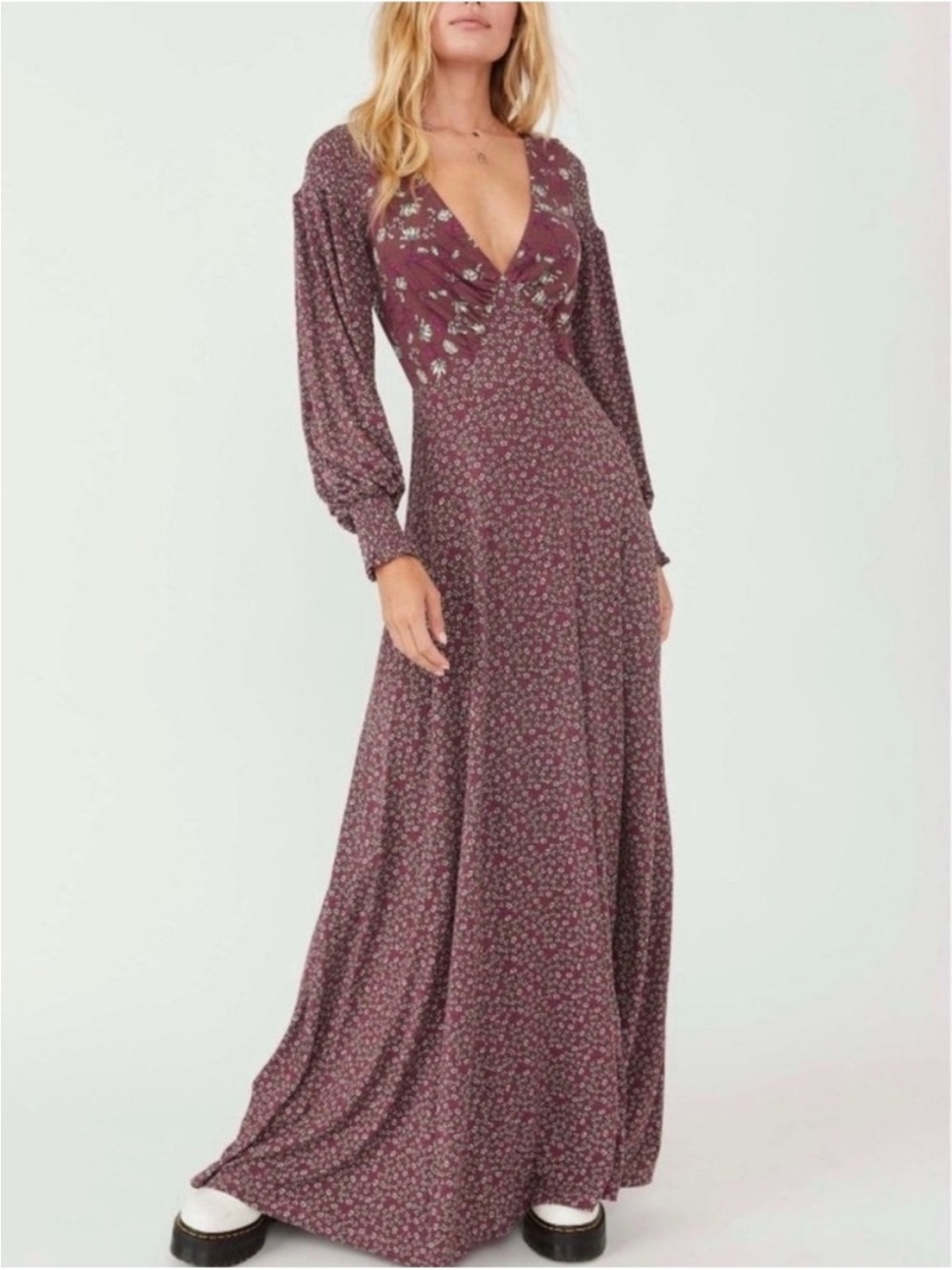 Free People Love Story Maxi Dress In Raisin Combo Size XS